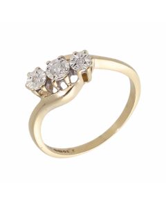 Pre-Owned 9ct Gold 0.10 Carat Diamond Trilogy Twist Ring
