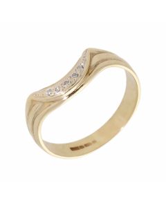 Pre-Owned 9ct Gold Diamond Set Wave Wishbone Band Ring