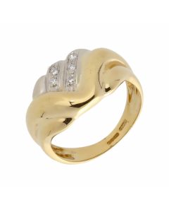 Pre-Owned 18ct Yellow & White Gold Diamond Set Wave Ring