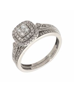 Pre-Owned 9ct White Gold 0.35 Carat Diamond Bridal Ring Set