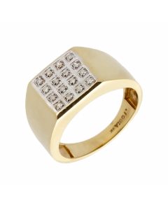 Pre-Owned 9ct Gold 0.10 Carat Diamond Set Signet Ring