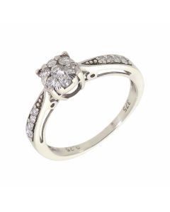Pre-Owned 9ct White Gold 0.25 Carat Diamond Cluster Ring