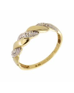 Pre-Owned 9ct Gold Diamond Set Wave Twist Dress Ring