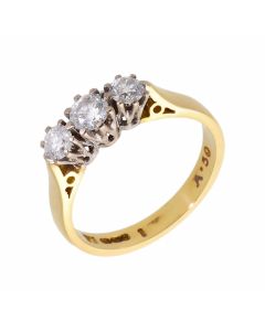 Pre-Owned 18ct Yellow Gold 0.50 Carat Diamond Trilogy Ring