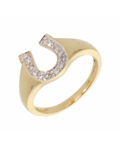 Pre-Owned 9ct Yellow Gold Diamond Set Horseshoe Dress Ring