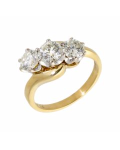 Pre-Owned 18ct Yellow Gold 1.50 Carat Diamond Trilogy Twist Ring