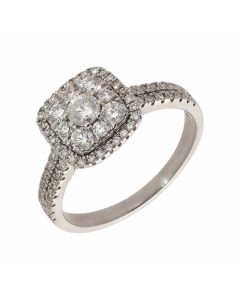 Pre-Owned 18ct White Gold 0.86 Carat Diamond Cluster Ring