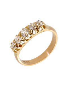 Pre-Owned Vintage 18ct Gold Old Cut 5 Stone Diamond Dress Ring