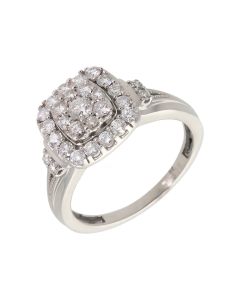 Pre-Owned 9ct White Gold 0.84 Carat Diamond Cluster Ring