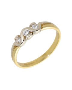 Pre-Owned 18ct Yellow Gold Diamond Trilogy Wave Ring