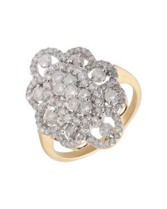 Pre-Owned 9ct Yellow Gold Fancy Diamond Cluster Ring