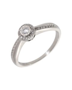 Pre-Owned 9ct White Gold 0.17 Carat Diamond Halo Ring