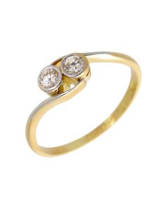 Pre-Owned Vintage Style 18ct Gold 2 Stone Diamond Twist Ring