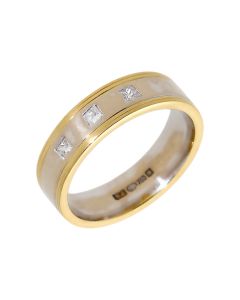 Pre-Owned 18ct Yellow & White Gold Diamond Set Wedding Ring