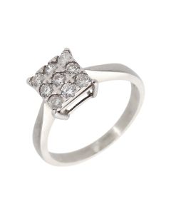 Pre-Owned 9ct White Gold 0.50 Carat Diamond Square Cluster Ring