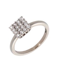 Pre-Owned 18ct White Gold Diamond Square Cluster Ring