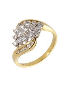 Pre-Owned 18ct Yellow Gold 0.50 Carat Diamond Cluster Twist Ring