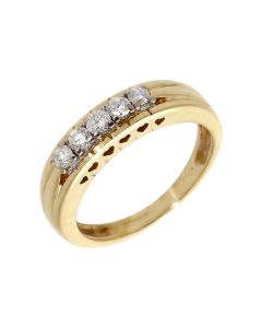 Pre-Owned 9ct Gold 0.25 Carat 5 Stone Diamond Eternity Band Ring