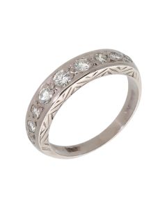 Pre-Owned 18ct White Gold Engraved Diamond Half Eternity Ring