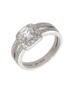 Pre-Owned Palladium 1.12 Carat Diamond Halo Ring