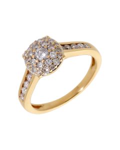 Pre-Owned 18ct Yellow Gold 0.73 Carat Diamond Cluster Ring