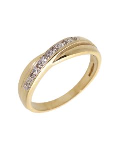 Pre-Owned 9ct Gold Diamond Set Crossover Wave Dress Ring
