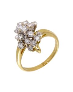 Pre-Owned 18ct Yellow Gold 0.75 Carat Diamond Cluster Ring