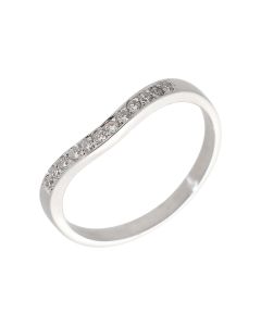 Pre-Owned 14ct White Gold Diamond Wave Wishbone Ring