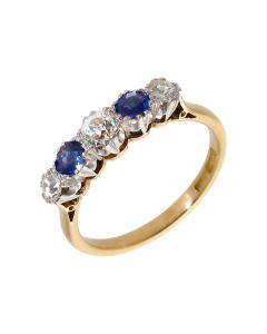 Pre-Owned 14ct Gold Sapphire & Diamond 5 Stone Eternity Ring