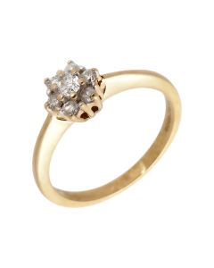 Pre-Owned 9ct Yellow Gold 0.35 Carat Diamond Cluster Ring