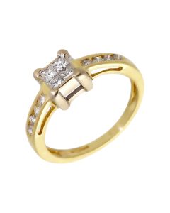 Pre-Owned 18ct Gold 0.33 Carat Mixed Cut Diamond Cluster Ring