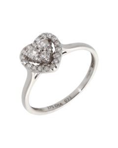 Pre-Owned 9ct White Gold 0.33 Carat Diamond Heart Cluster Ring