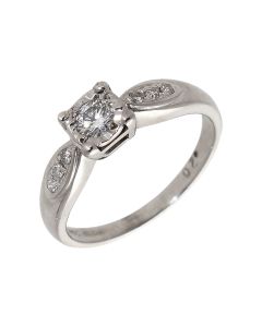 Pre-Owned 9ct White Gold 0.20 Carat Diamond Solitaire Ring