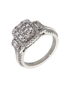 Pre-Owned Vera Wang 0.95 Carat Mixed Cut Diamond Cluster Ring