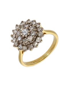 Pre-Owned 9ct Yellow Gold 0.90 Carat Diamond Cluster Ring