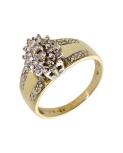 Pre-Owned 9ct Yellow Gold 0.30 Carat Diamond Cluster Ring