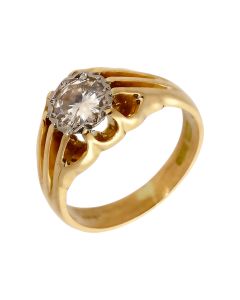 Pre-Owned 18ct Gold Gents 0.65ct Diamond Solitaire Signet Ring