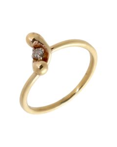 Pre-Owned 9ct Yellow Gold Diamond Set Bead Twist Dress Ring