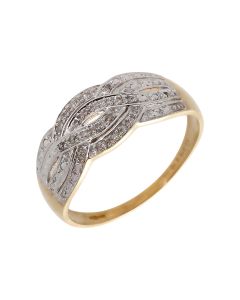 Pre-Owned 9ct Gold 0.10 Carat Diamond Set Woven Dress Ring