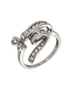 Pre-Owned 18ct White Gold Cubic Zirconia Ribbon Wave Dress Ring