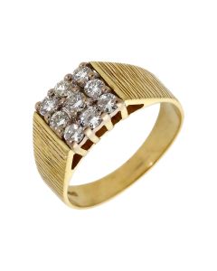 Pre-Owned 18ct Yellow Gold Diamond Square Signet Ring