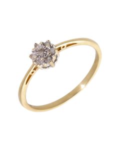 Pre-Owned 9ct Yellow Gold 0.05 Carat Diamond Cluster Ring