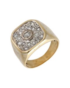 Pre-Owned 9ct Yellow Gold Diamond Signet Ring