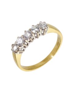 Pre-Owned 18ct Gold 0.50 Carat 5 Stone Diamond Eternity Ring