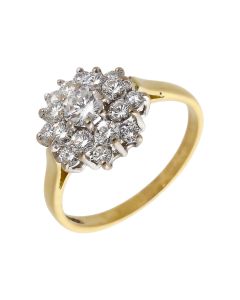 Pre-Owned 18ct Yellow Gold 1.00 Carat Diamond Cluster Ring