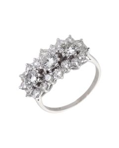 Pre-Owned 18ct White Gold 1.66ct Diamond Trilogy Cluster Ring