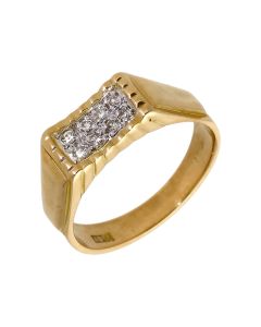 Pre-Owned 18ct Yellow Gold Diamond Set Signet Ring