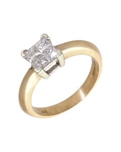 Pre-Owned 9ct Gold 0.55ct Princess Cut Diamond 4 Stone Ring