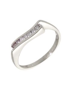 Pre-Owned 9ct White Gold Diamond Wave Dress Ring