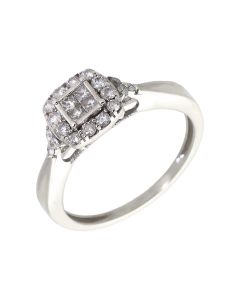Pre-Owned 9ct White Gold 0.40 Carat Diamond Cluster Ring